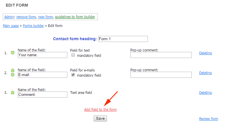 Add field to the form