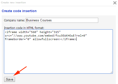 Fill in the form creation code insertion